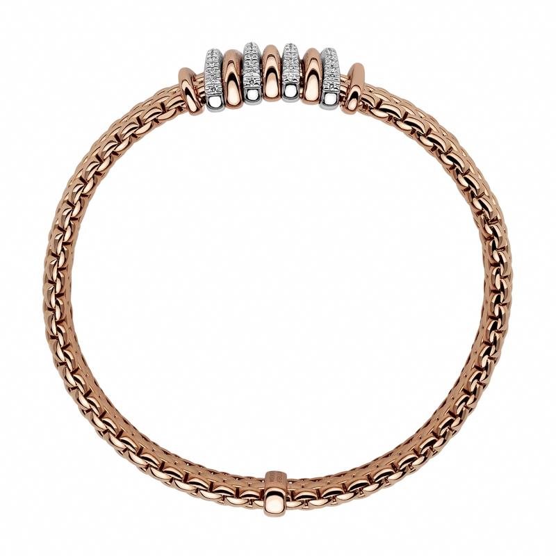 Fope Panorama 18ct Rose Gold 0.30ct Diamond Mixed Rondelle Bracelet 58804BX_BB_RW/XS