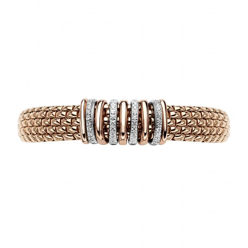 Fope Panorama 18ct Rose Gold 0.30ct Diamond Mixed Rondelle Bracelet 58804BX_BB_RW/XS