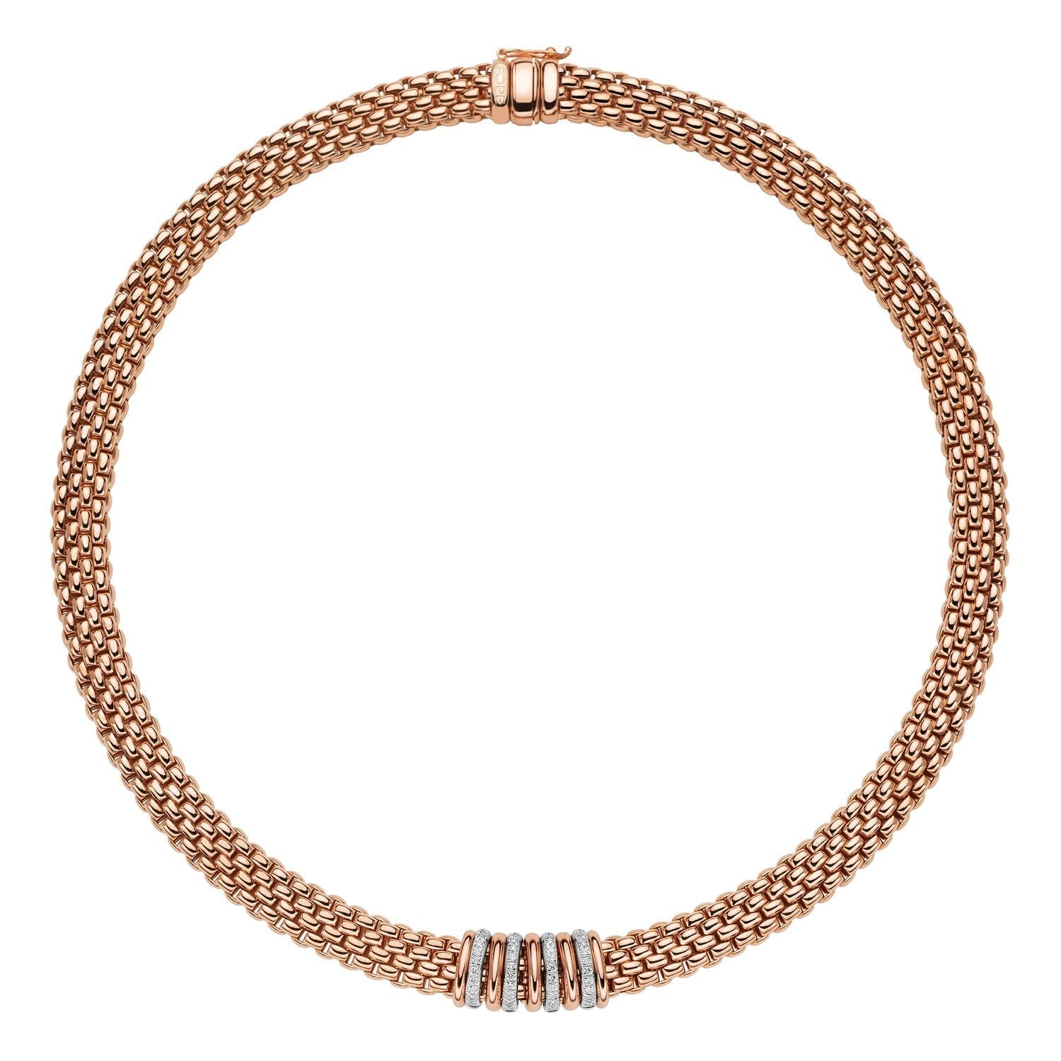 Fope Panorama 18ct Rose Gold 0.30ct Diamond Rondelle Necklace 58812CX_BB