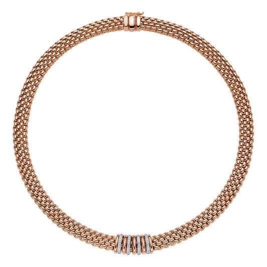 Fope Panorama 18ct Rose Gold 0.30ct Diamond Rondelle Necklace 58812CX_BB