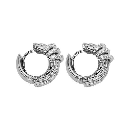 Fope Panorama 18ct White Gold 0.46ct Diamond Rondelle Small Hoop Earrings 58704OX_XX