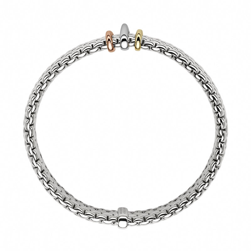 Fope Panorama 18ct White Gold Mixed Rondelle Bracelet FPE-1326/XS