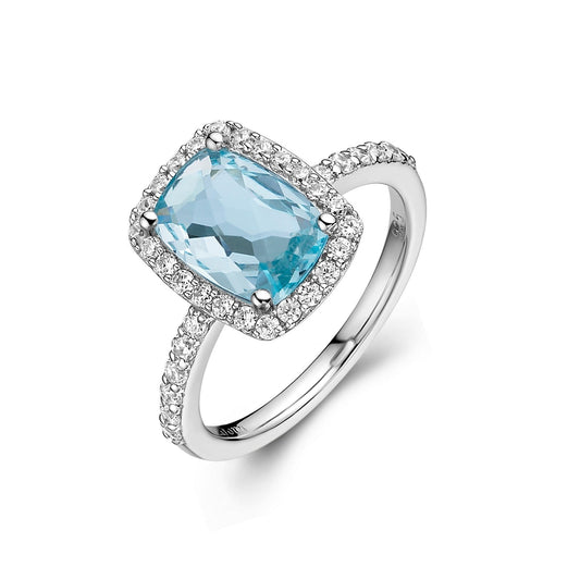 LAFONN Genuine Blue Topaz Halo Ring GR002BTP05