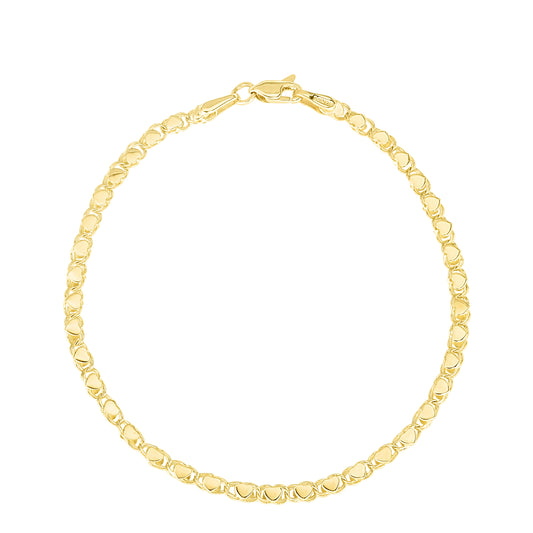 Yellow Gold Polished Heart Bracelet