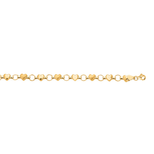 Royal Chain 14K Gold Heart & Satin Heart Alternating Bracelet HT127