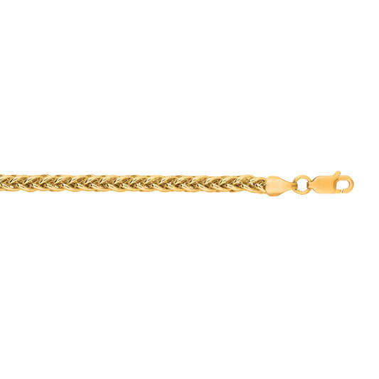 Yellow Gold Polished Lite Round Wheat Necklace