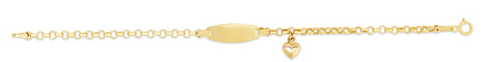 Royal Chain 14K Gold Children's Dangling Heart ID Bracelet ID171