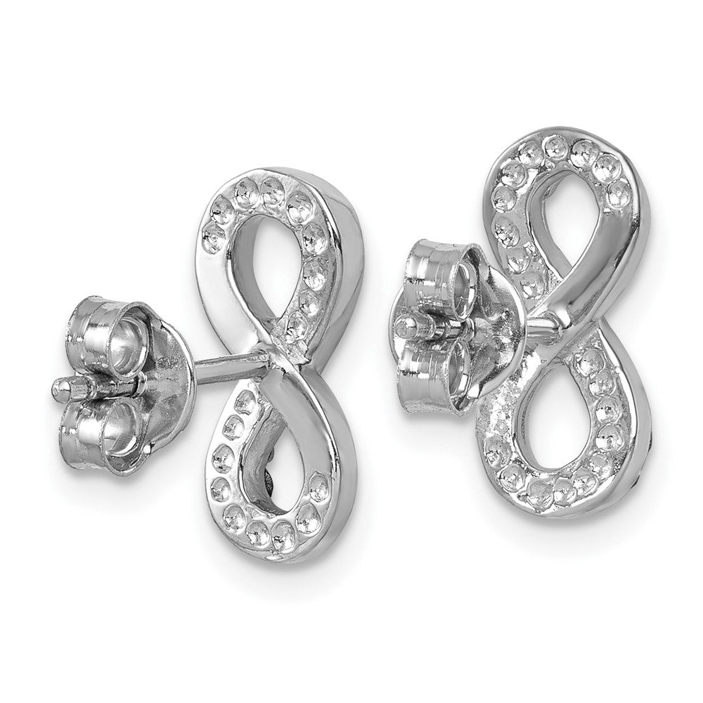 IE-118 Sterling Silver Rhodium-Plated Polished Blue Crystal Eternity Post Earrings