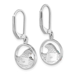 IE-188 Sterling Silver Rhodium-Plated Polished Crystal Whitecap Wave Dangle Leverback Earrings