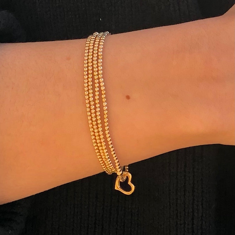 Enewton Classic Gold 2.5mm Bead Bracelet - Love Gold Charm BCLG25LOVG