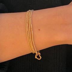 Enewton Classic Gold 2.5mm Bead Bracelet - Love Gold Charm BCLG25LOVG