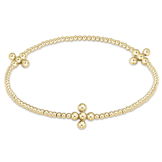 Enewton Signature Cross Gold Pattern 2mm Bead Bracelet - Classic Beaded Signature Cross Gold - 3mm Bead Gold BSCGP2CLSCG3