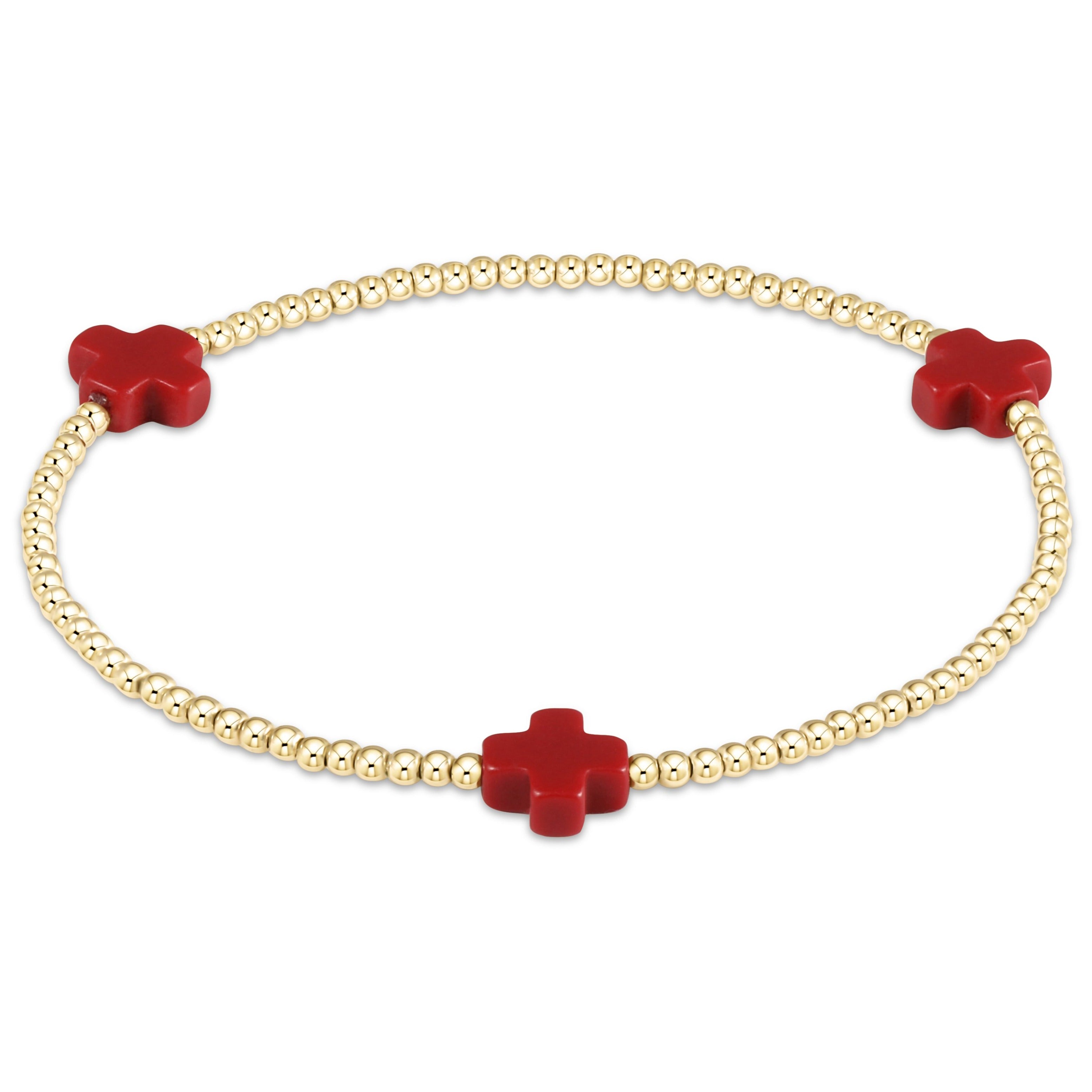 Enewton Signature Cross Gold Pattern 2mm Bead Bracelet BSCGP2T