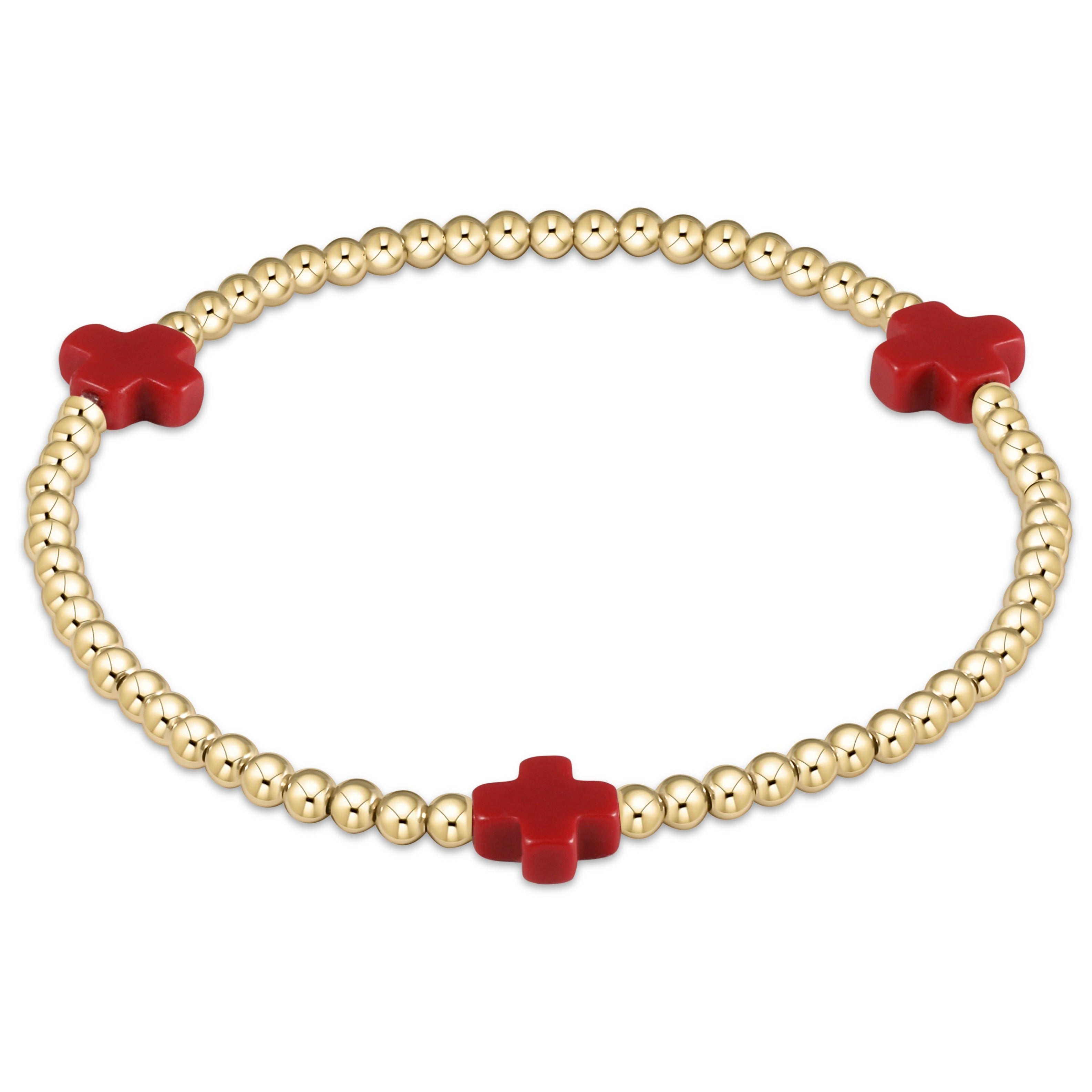 Enewton signature cross gold pattern 3mm bead bracelet BSCGP3OW