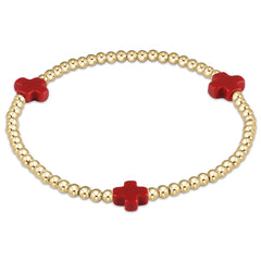 Enewton signature cross gold pattern 3mm bead bracelet BSCGP3OW