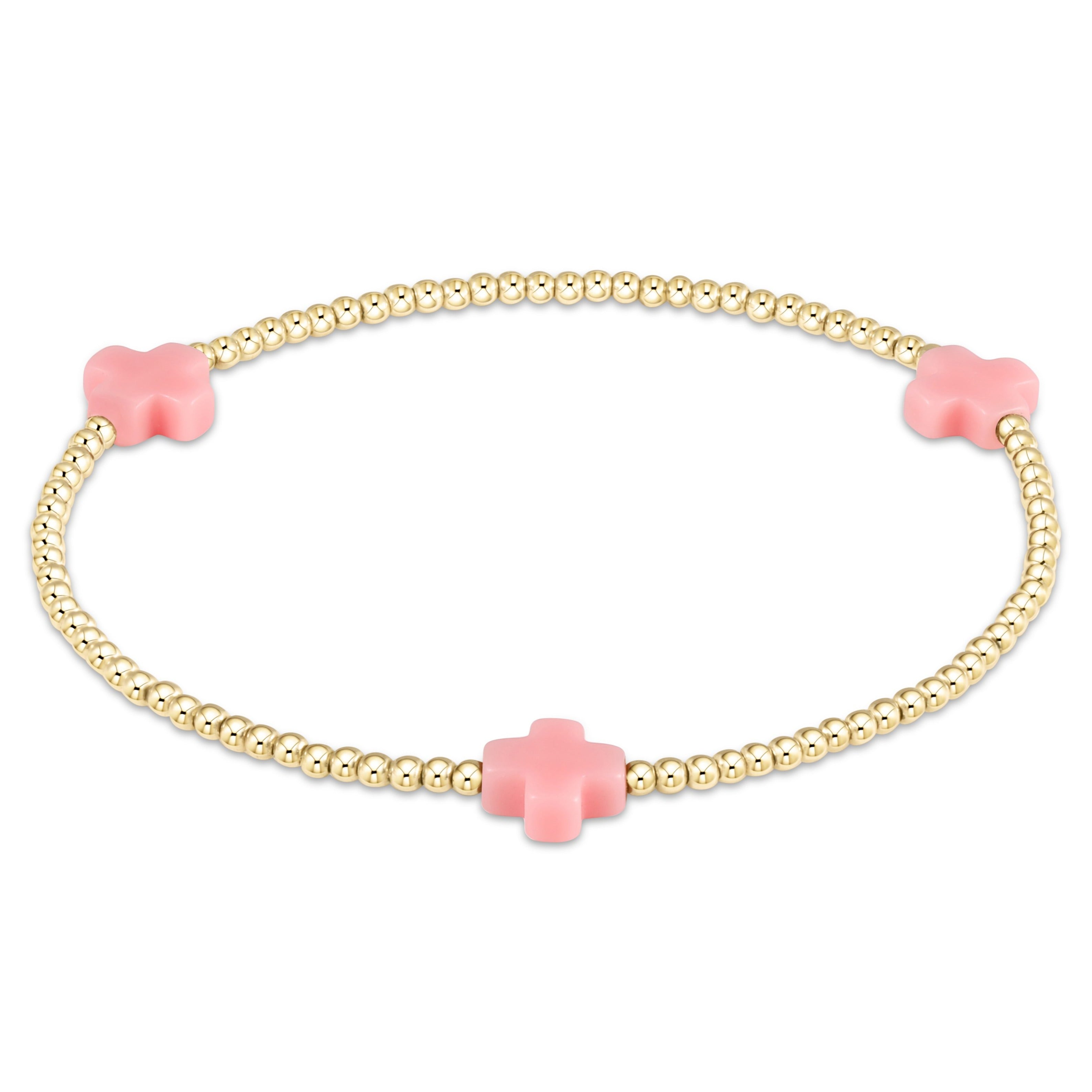 Enewton Signature Cross Gold Pattern 2mm Bead Bracelet BSCGP2T