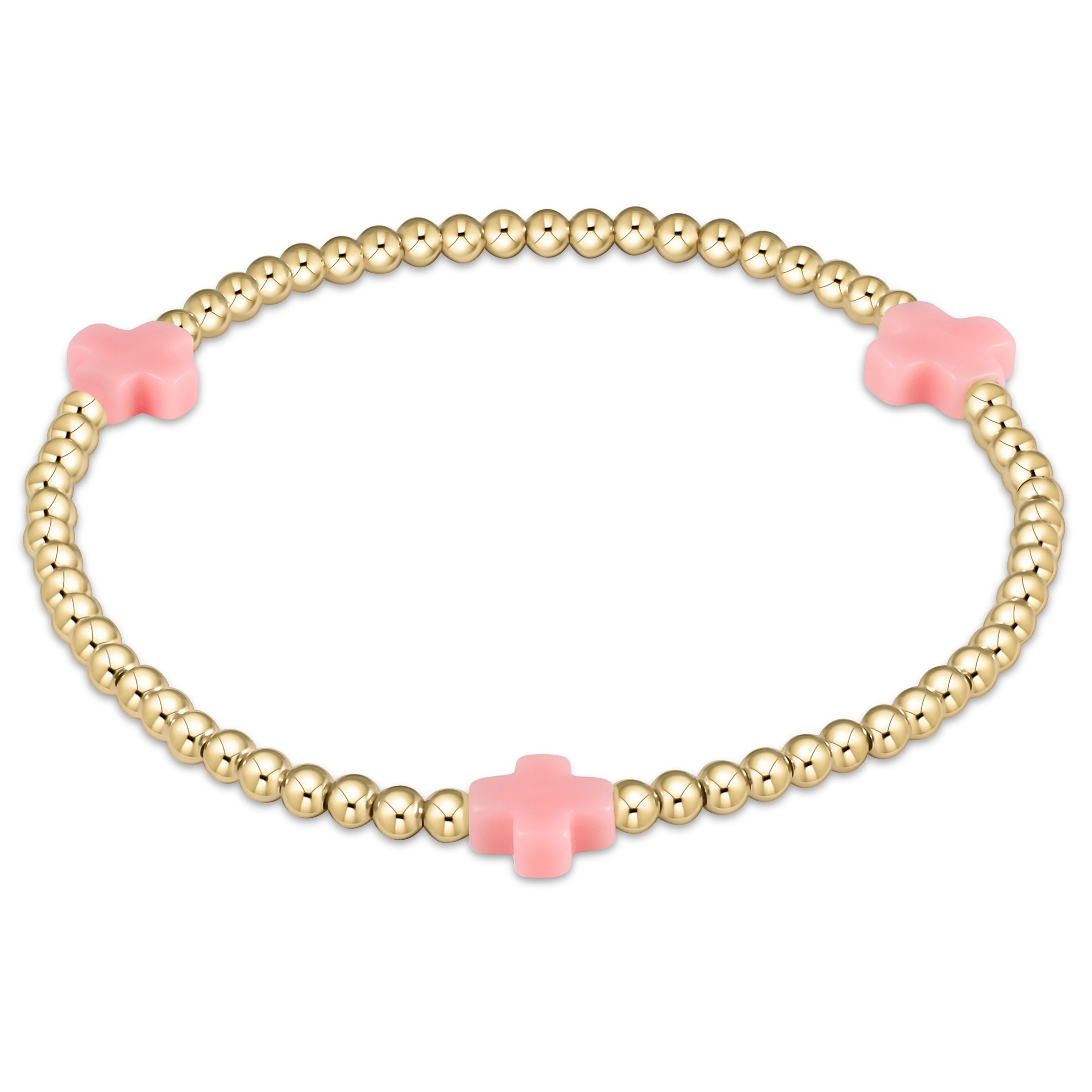 Enewton signature cross gold pattern 3mm bead bracelet BSCGP3OW