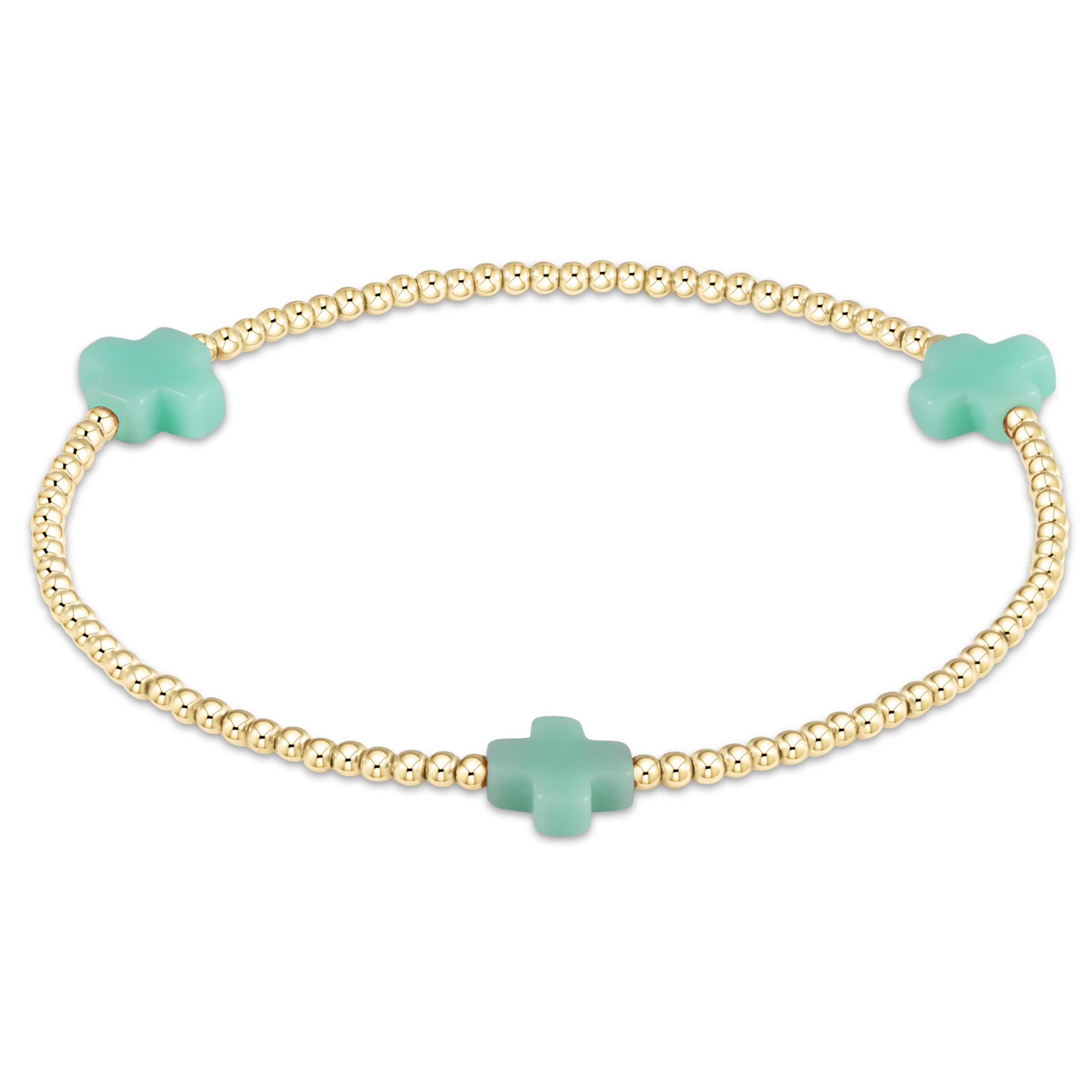 Enewton Signature Cross Gold Pattern 2mm Bead Bracelet BSCGP2T