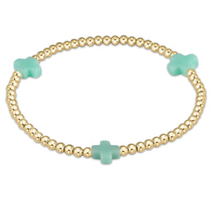 Enewton signature cross gold pattern 3mm bead bracelet BSCGP3OW