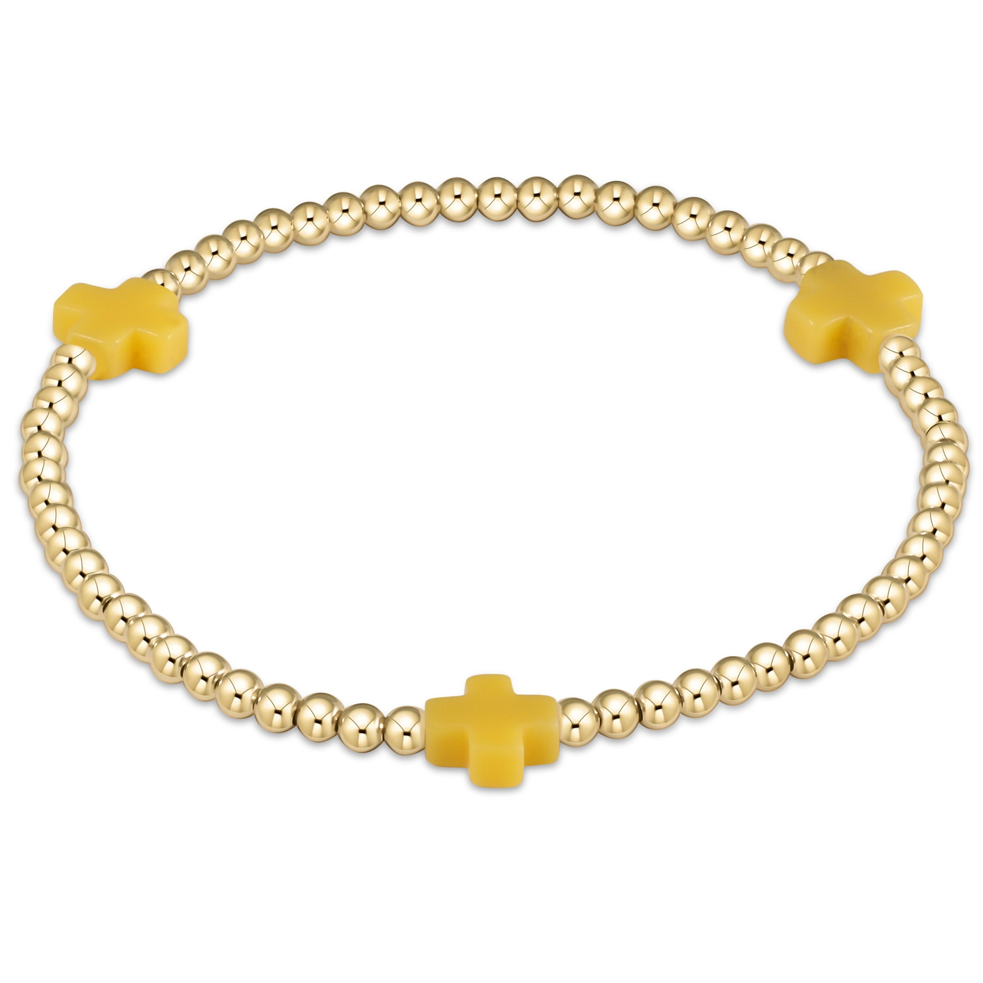 Enewton signature cross gold pattern 3mm bead bracelet BSCGP3OW
