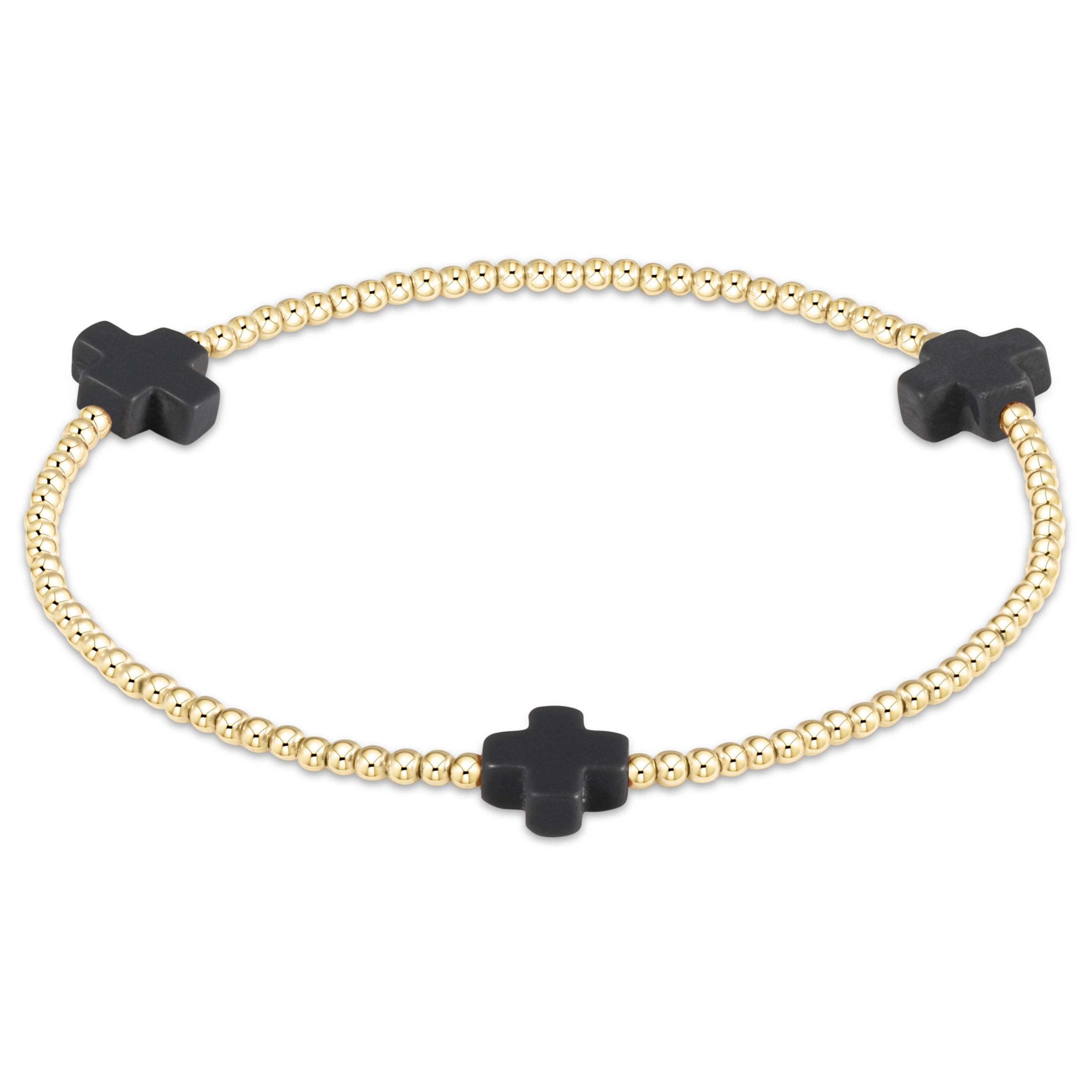 Enewton Signature Cross Gold Pattern 2mm Bead Bracelet BSCGP2T