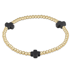 Enewton signature cross gold pattern 3mm bead bracelet BSCGP3OW