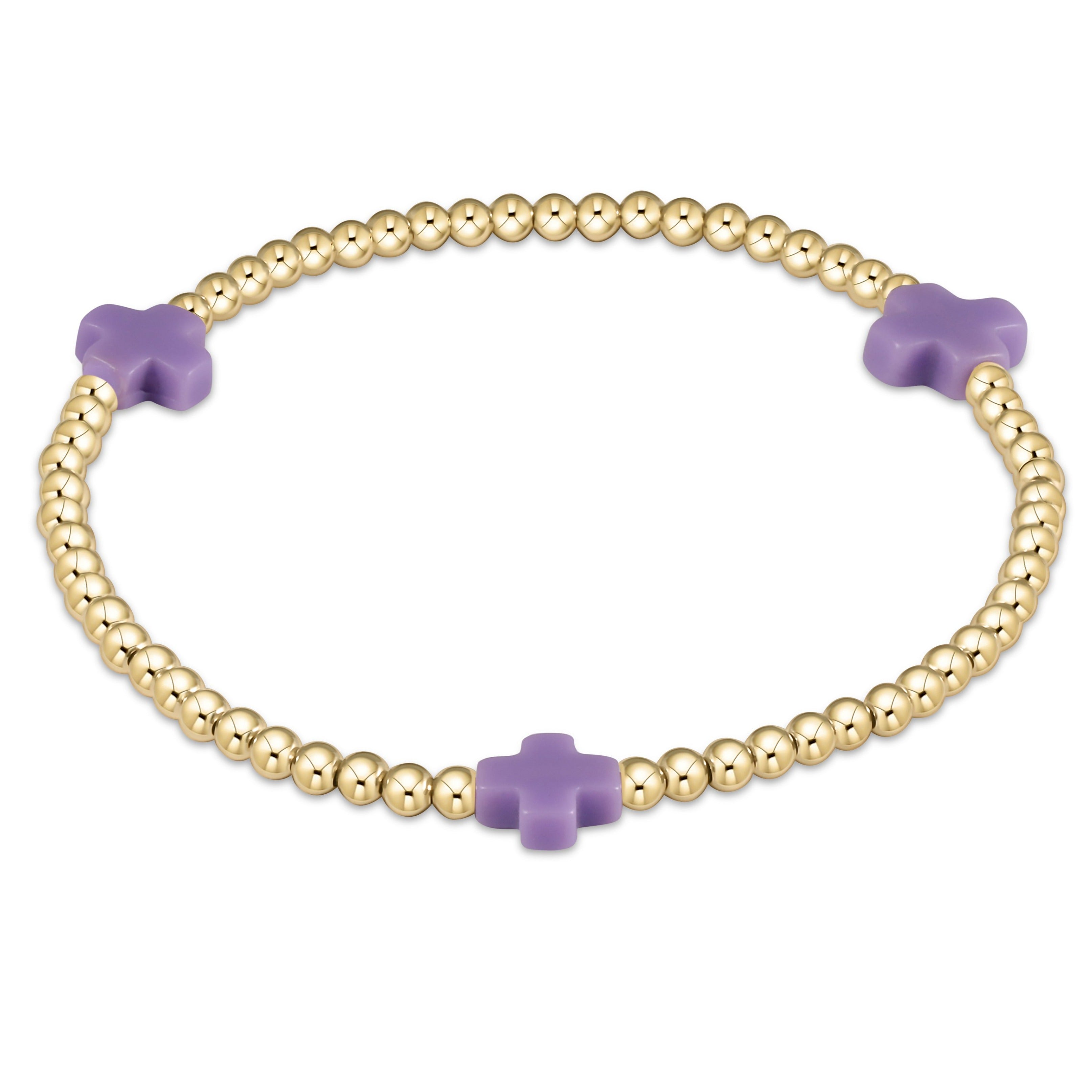 Enewton signature cross gold pattern 3mm bead bracelet BSCGP3OW