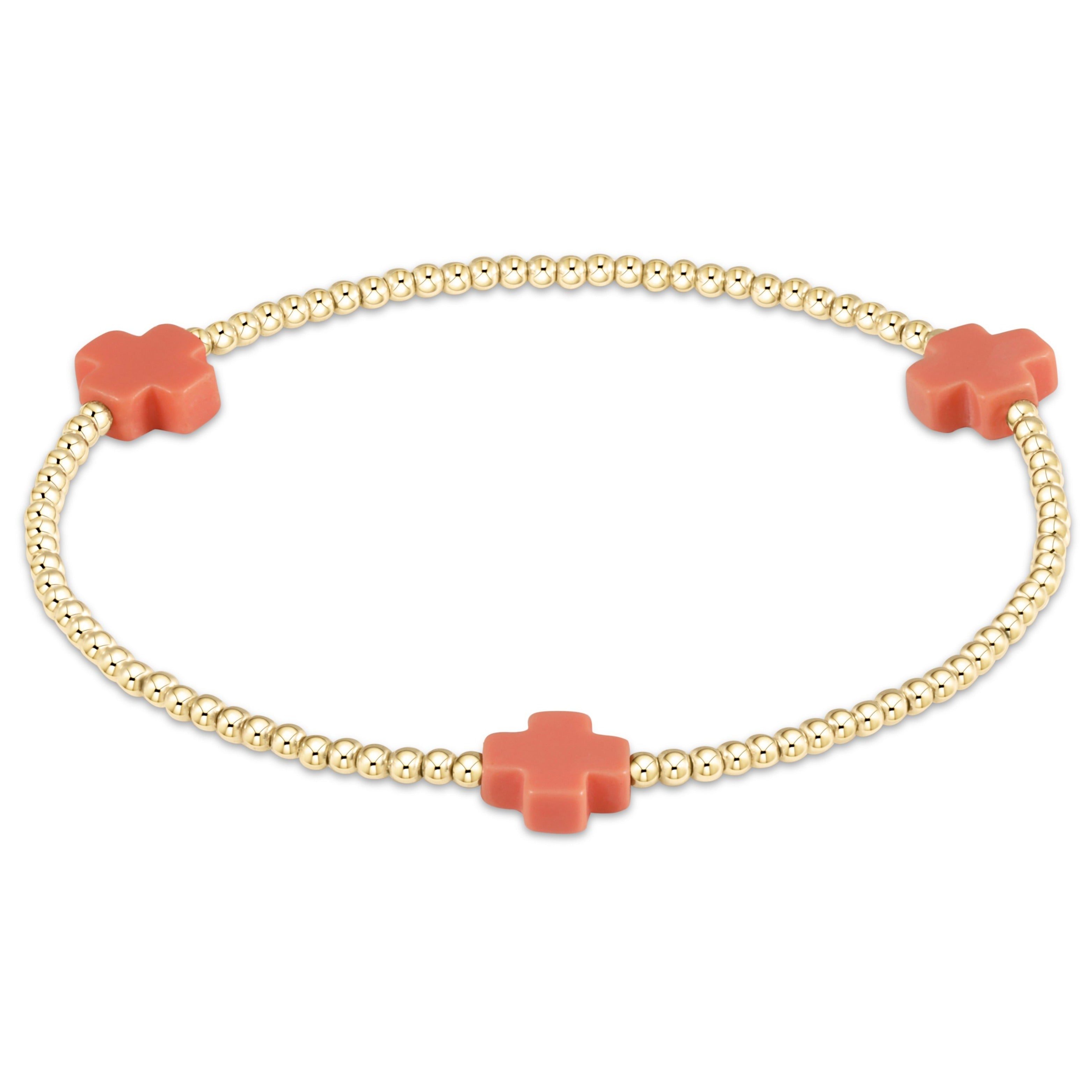 Enewton Signature Cross Gold Pattern 2mm Bead Bracelet BSCGP2T