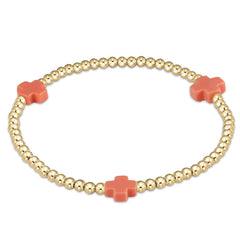 Enewton signature cross gold pattern 3mm bead bracelet BSCGP3OW