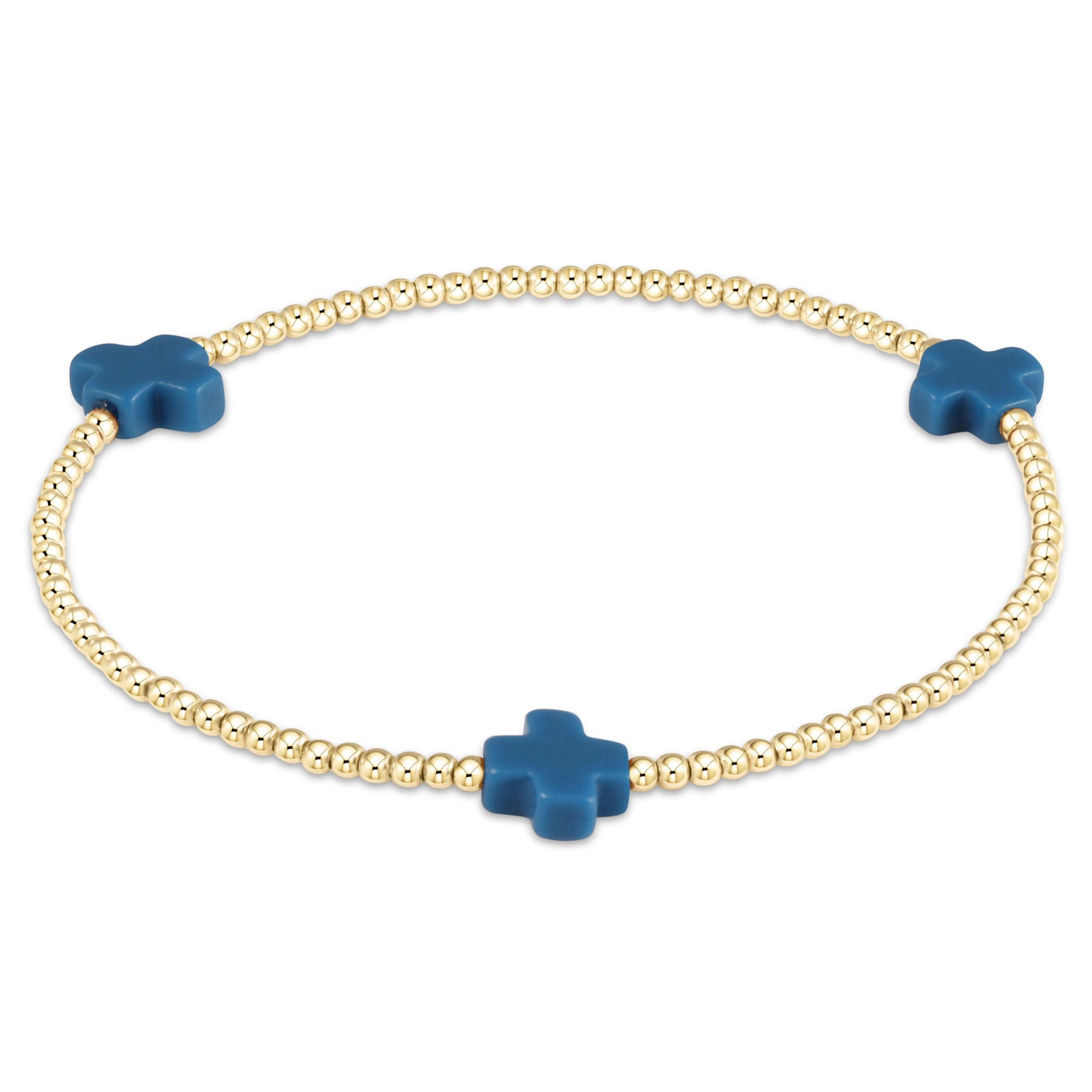 Enewton Signature Cross Gold Pattern 2mm Bead Bracelet BSCGP2T