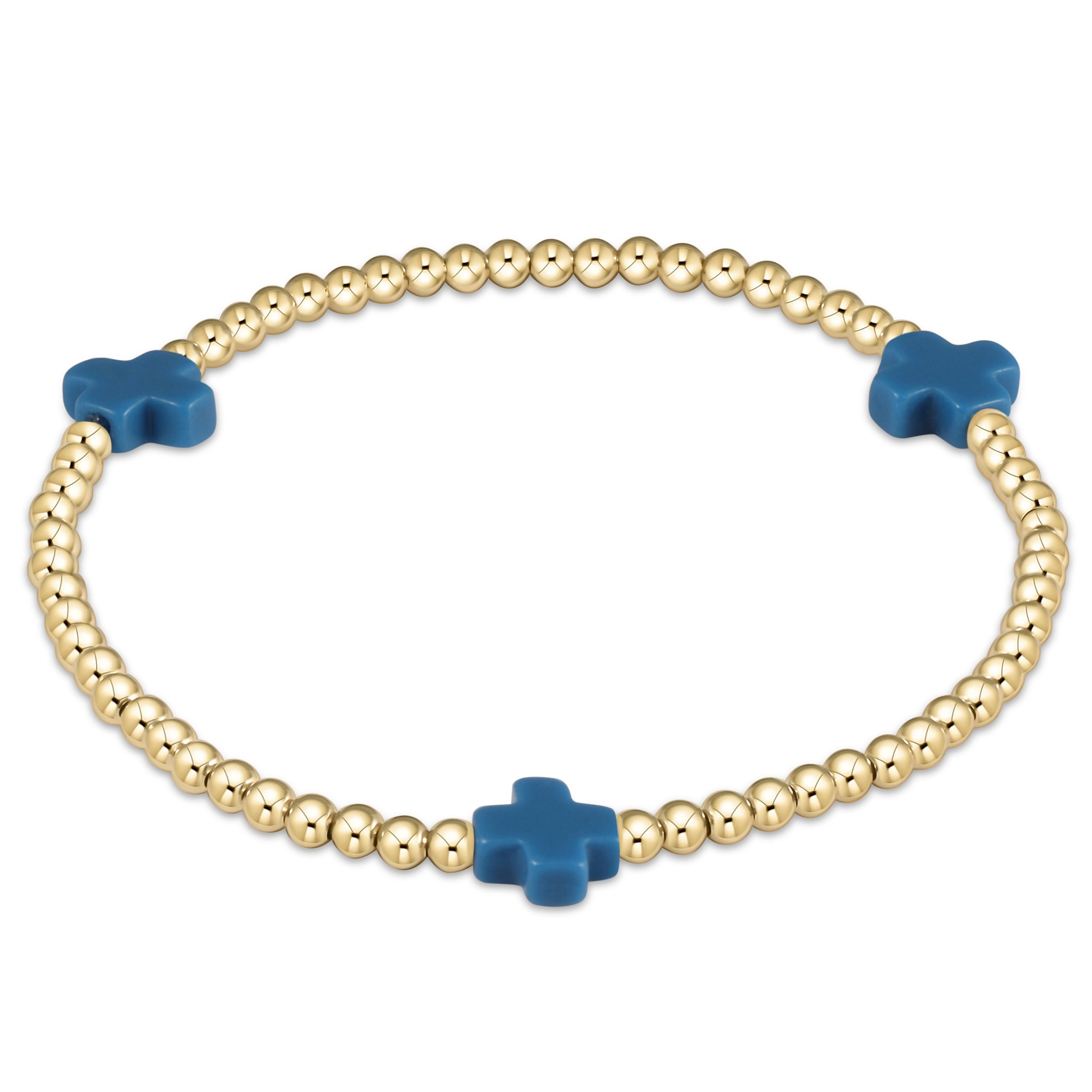 Enewton signature cross gold pattern 3mm bead bracelet BSCGP3OW