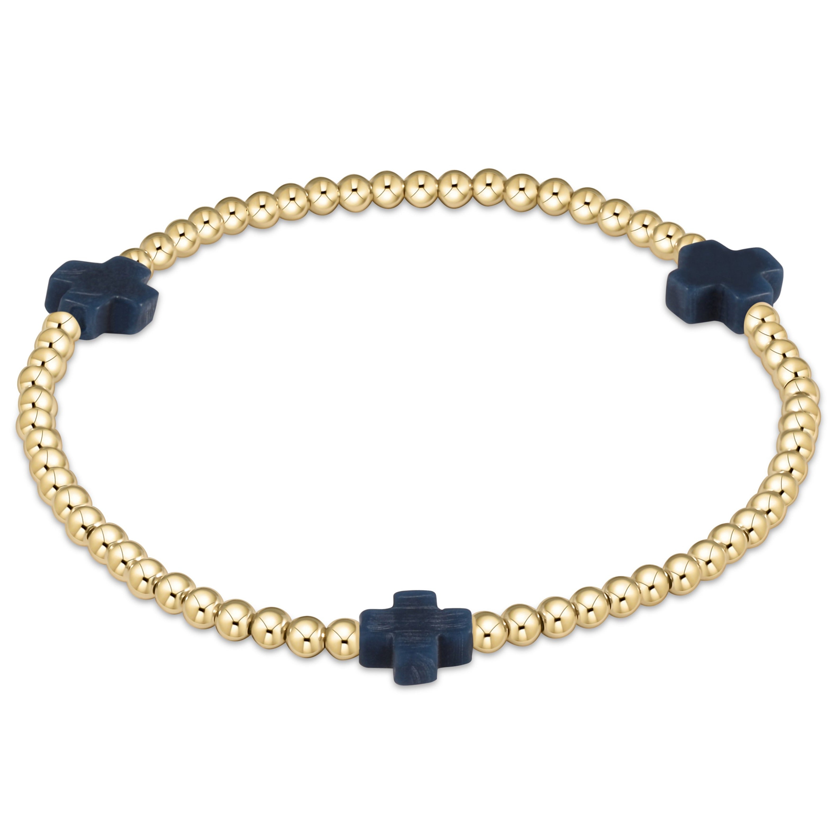 Enewton signature cross gold pattern 3mm bead bracelet BSCGP3OW