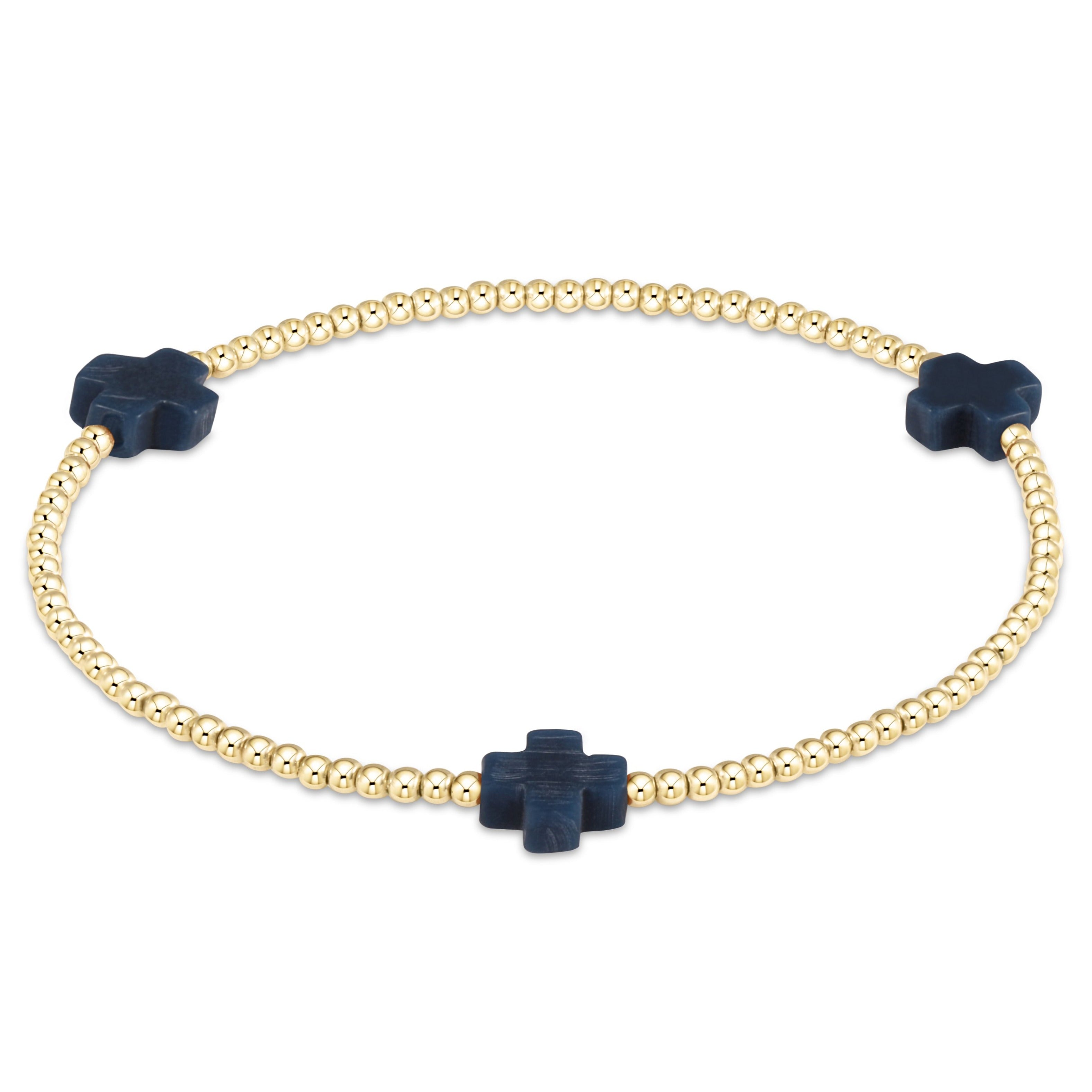 Enewton Signature Cross Gold Pattern 2mm Bead Bracelet BSCGP2T