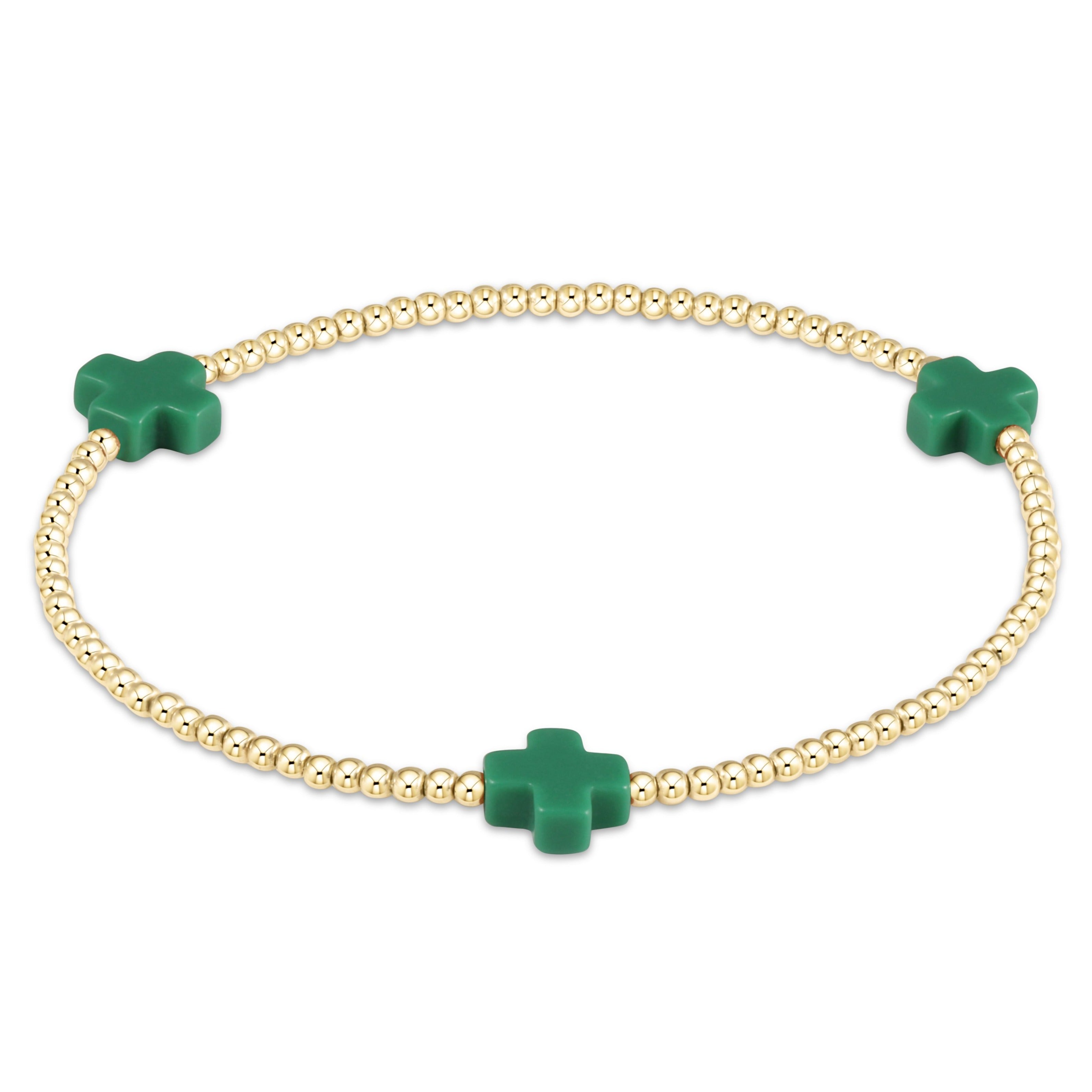 Enewton Signature Cross Gold Pattern 2mm Bead Bracelet BSCGP2T