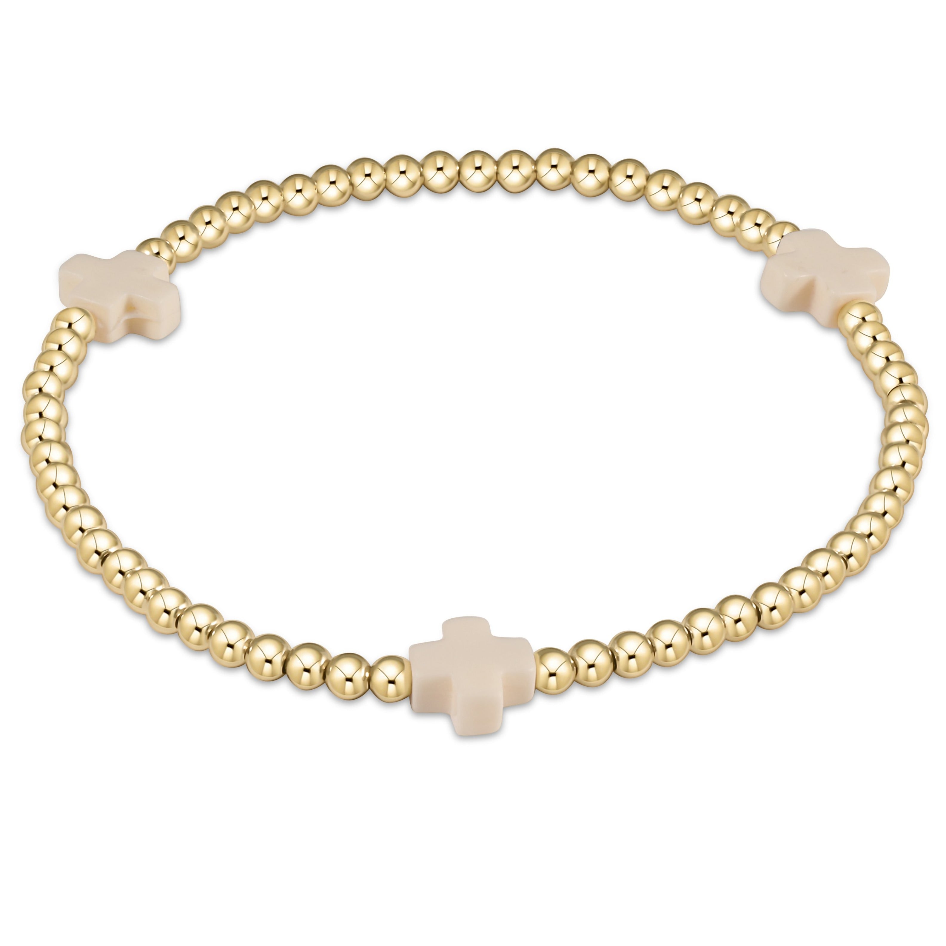 Enewton signature cross gold pattern 3mm bead bracelet BSCGP3OW