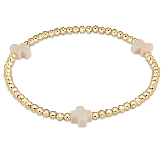 Enewton signature cross gold pattern 3mm bead bracelet BSCGP3OW