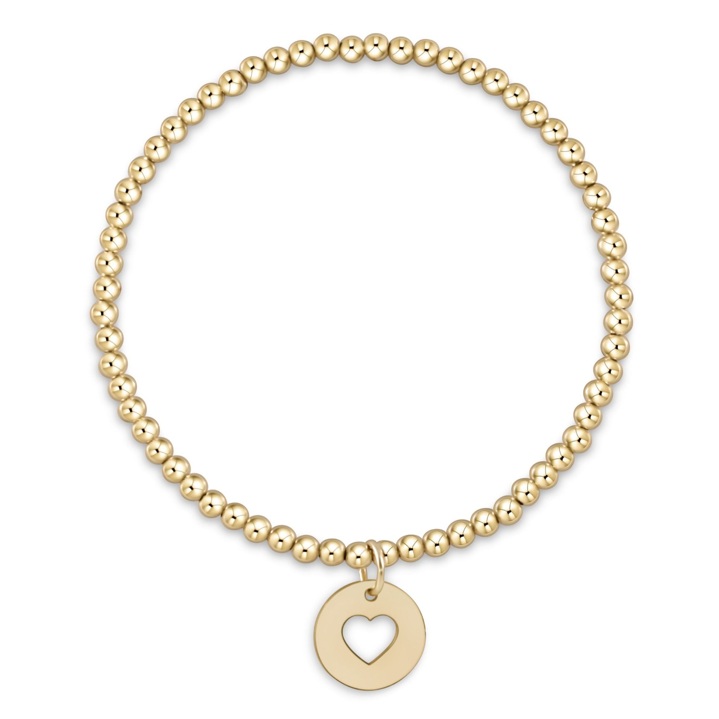 Enewton Classic Gold 3mm Bead Bracelet - Love Gold Disc BCLG3LOVGD