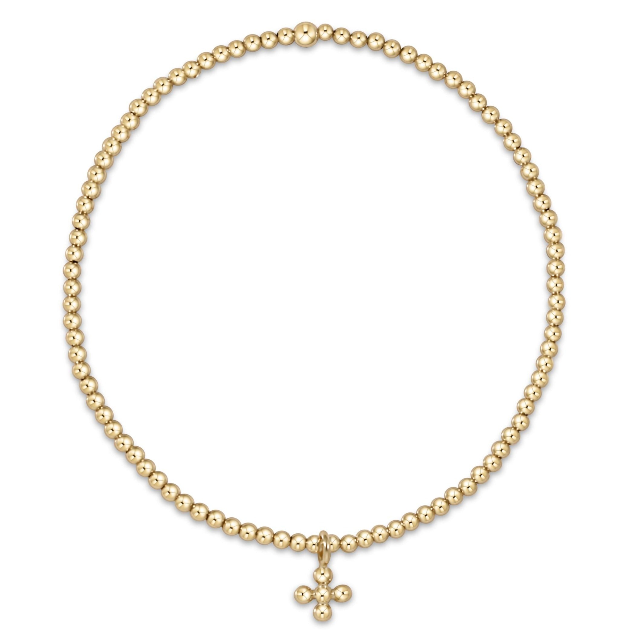 Enewton Classic Gold 2mm Bead Bracelet - Classic Beaded Signature Cross Small Gold Charm BCLG2CLSCSMG