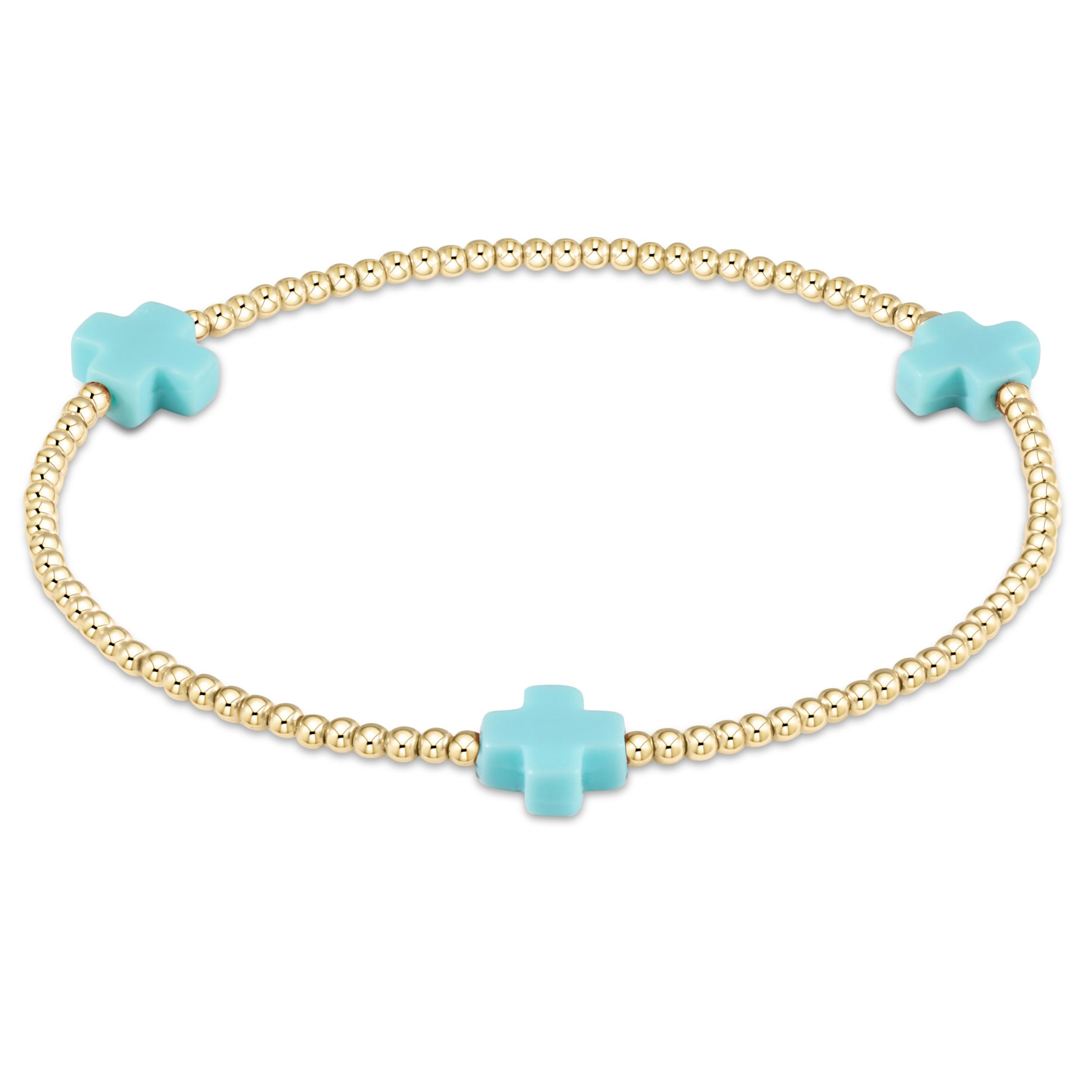Enewton Signature Cross Gold Pattern 2mm Bead Bracelet BSCGP2T