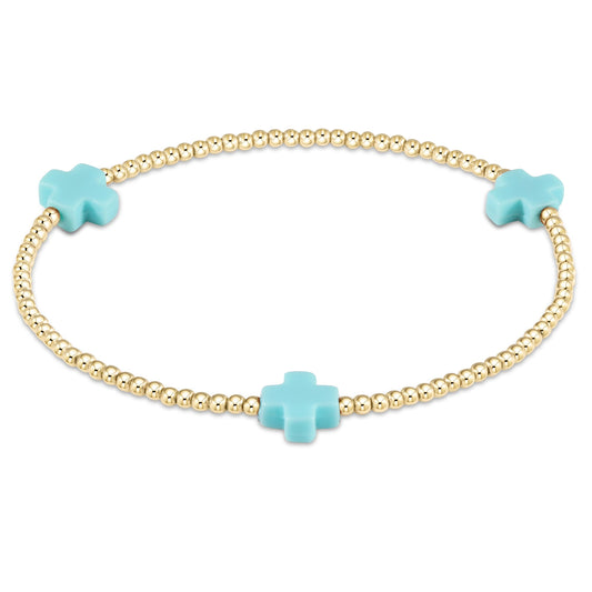 Enewton Signature Cross Gold Pattern 2mm Bead Bracelet BSCGP2T