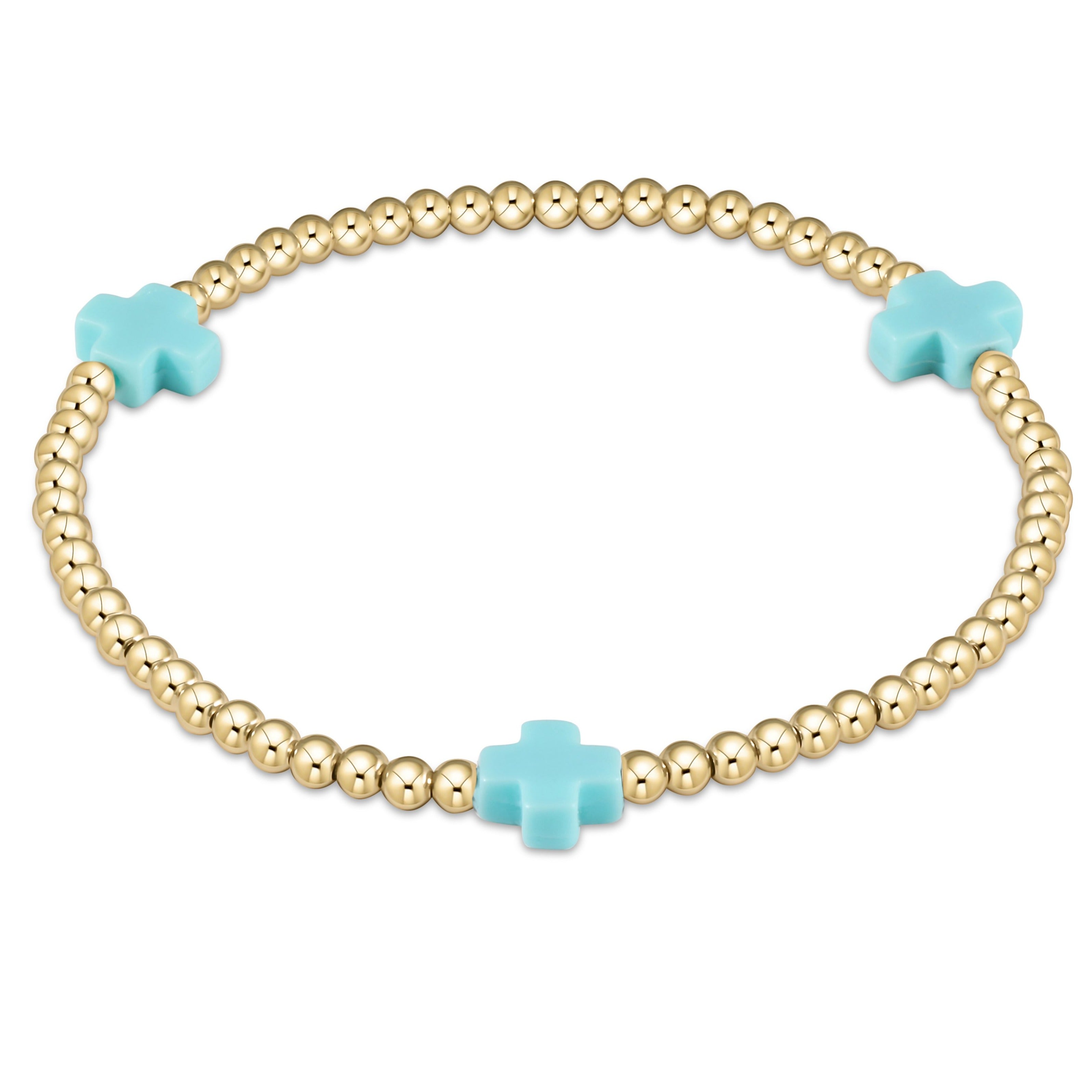 Enewton signature cross gold pattern 3mm bead bracelet BSCGP3OW