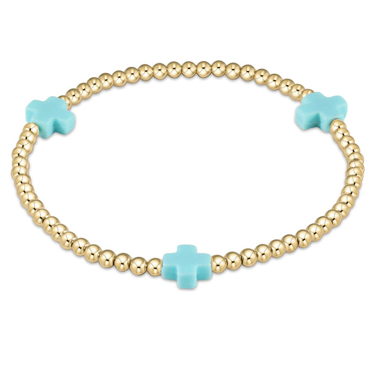 Enewton signature cross gold pattern 3mm bead bracelet BSCGP3OW