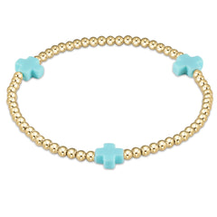 Enewton signature cross gold pattern 3mm bead bracelet BSCGP3OW