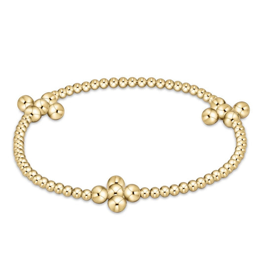Enewton Signature Cross Gold Pattern 2.5mm Bead Bracelet - Classic Beaded Signature Cross Gold - 4mm Bead Gold BSCGP25CLSCG4
