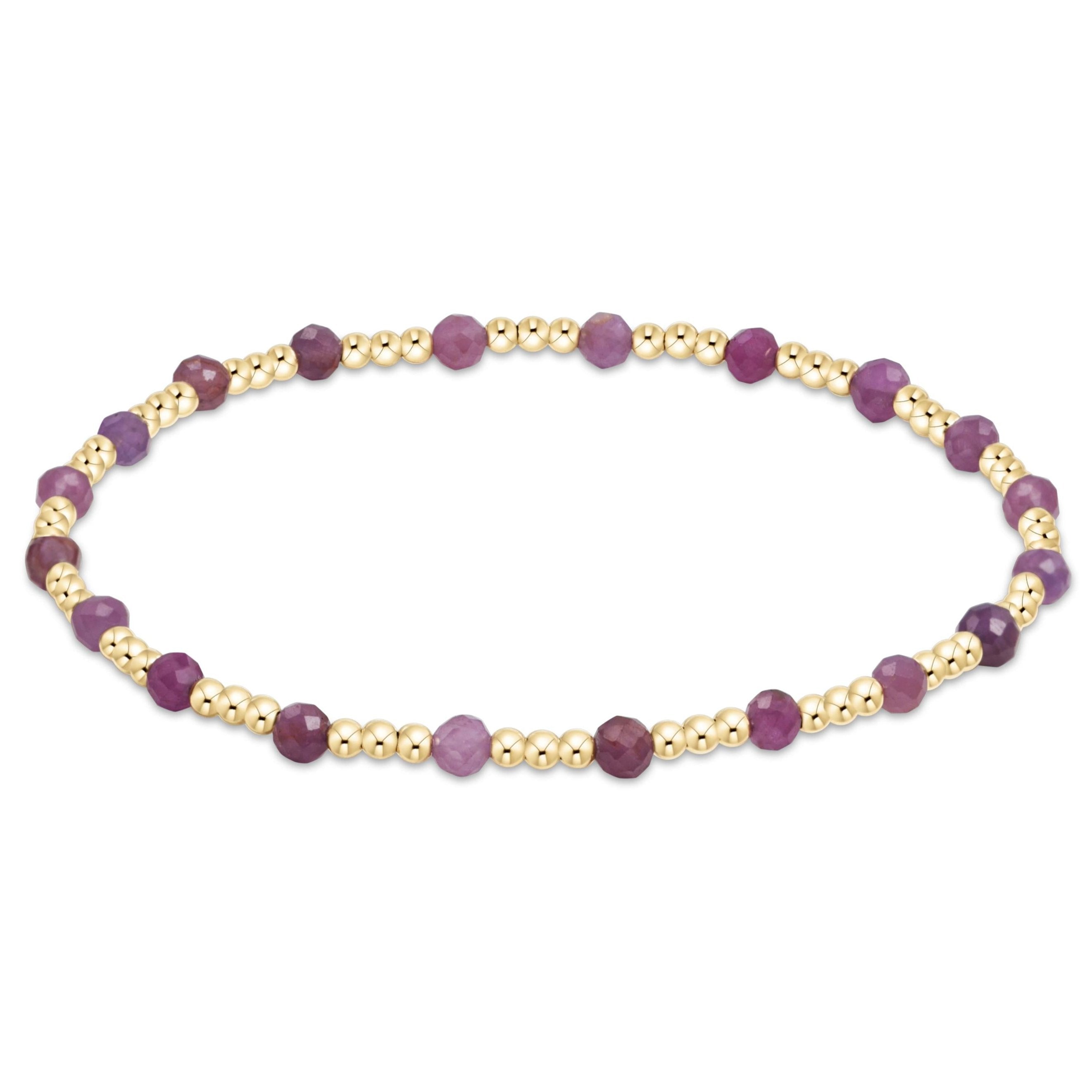 Enewton Gemstone Gold Sincerity Pattern 3mm Bead Bracelet - Ruby BGEMGSINP3RUB