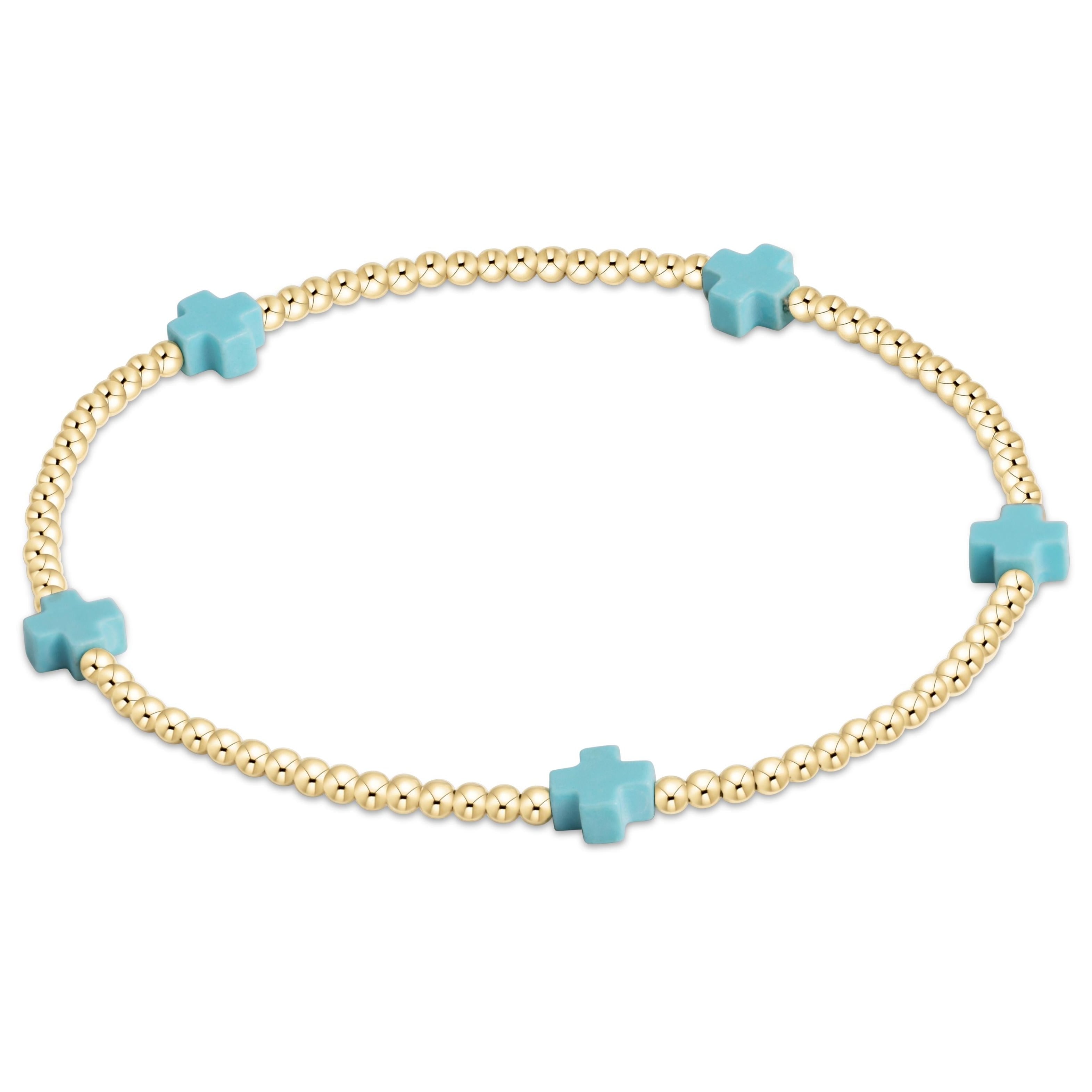 Enewton Signature Cross Small Gold Pattern 2mm Bead Bracelet BSCSMGP2OW