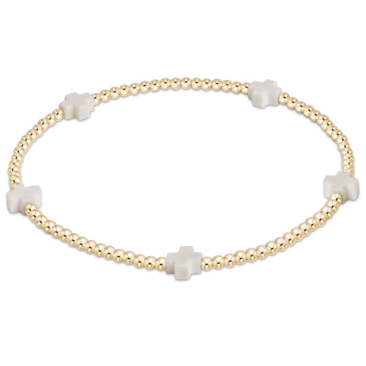 Enewton Signature Cross Small Gold Pattern 2mm Bead Bracelet BSCSMGP2OW
