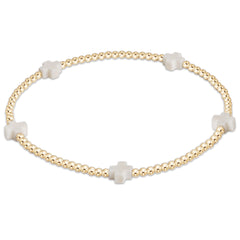 Enewton Signature Cross Small Gold Pattern 2mm Bead Bracelet BSCSMGP2OW