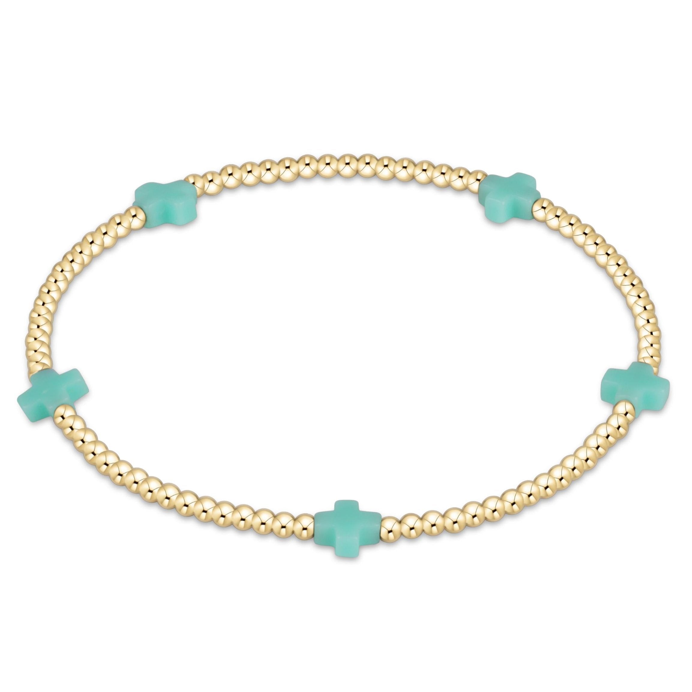 Enewton Signature Cross Small Gold Pattern 2mm Bead Bracelet BSCSMGP2OW