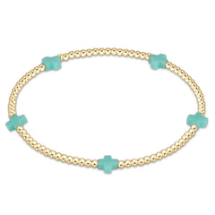 Enewton Signature Cross Small Gold Pattern 2mm Bead Bracelet BSCSMGP2OW